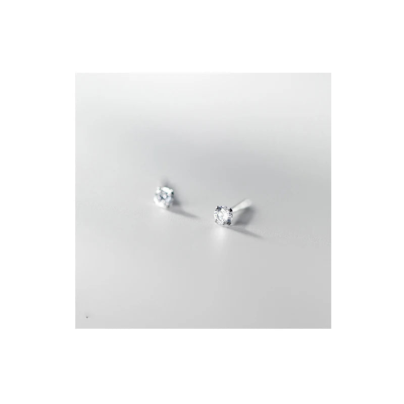 Silver 999 Ear Piercing Earrings, Zircon Studs