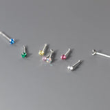 Silver 999 Ear Piercing Earrings, Zircon Studs