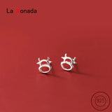 Zodiac Cow Ox Stud Earrings Silver 925 Minimalist Women Jewelry