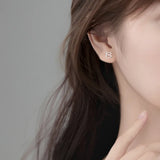 Zodiac Cow Ox Stud Earrings Silver 925 Minimalist Women Jewelry