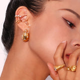 Colorful Zircon Pearl Water Drop Earrings