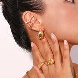 Colorful Zircon Pearl Water Drop Earrings