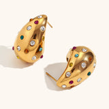 Colorful Zircon Pearl Water Drop Earrings