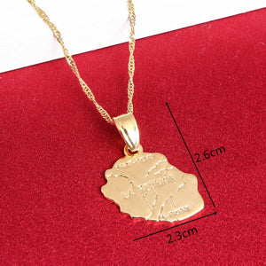 Reunion Island Map Pendant Necklace Reunion Island Jewelry