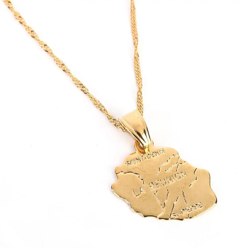 Reunion Island Map Pendant Necklace Reunion Island Jewelry
