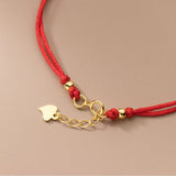925 Silver Rope Bracelets Women Heart Golden Flower Bell Red Thread Line String