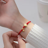 925 Silver Rope Bracelets Women Heart Golden Flower Bell Red Thread Line String