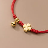 925 Silver Rope Bracelets Women Heart Golden Flower Bell Red Thread Line String