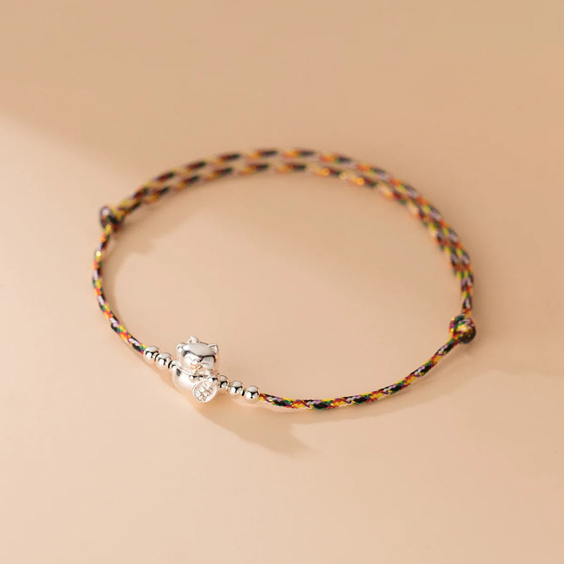 Lucky 999 Silver Rope Bracelets Colorful Thread String Women Girl