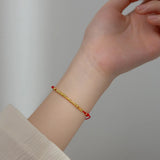 925 Silver Rope Bracelet Women's Silver Bead Red Thread Line String Bracelet