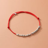 925 Silver Rope Bracelet Women's Silver Bead Red Thread Line String Bracelet
