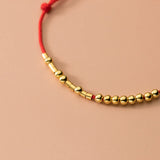 925 Silver Rope Bracelet Women's Silver Bead Red Thread Line String Bracelet