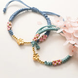 925 Silver Rope Bracelets Women Silver Flower Green Thread Line String Bracelets