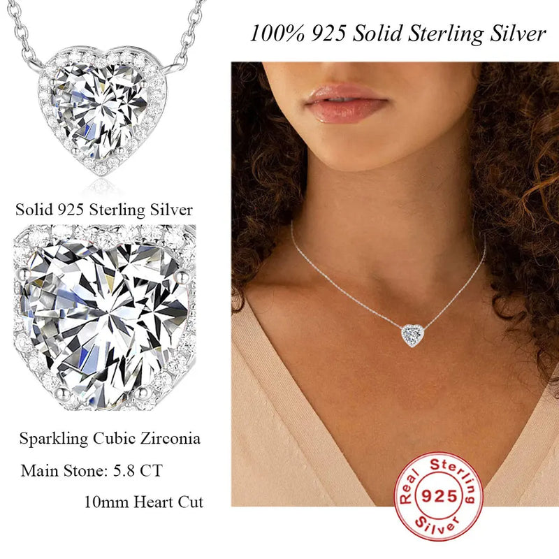 LaVixMia 316 Solid 925 Sterling Silver Heart Cut Pendant Necklace