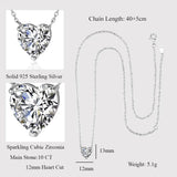 LaVixMia 316 Silver Heart Cut Pendant Necklace CZ Zircon Jewelry
