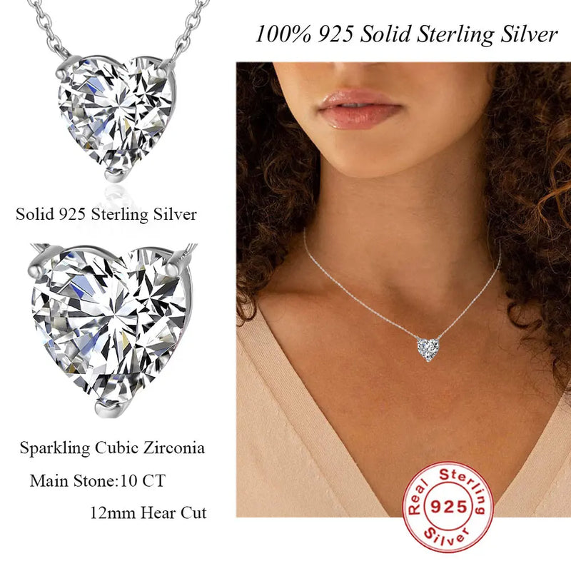 LaVixMia 316 Silver Heart Cut Pendant Necklace CZ Zircon Jewelry