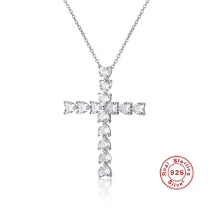 LaVixMia 316 Silver 5mm Heart Zricon Cross Pendant Necklace