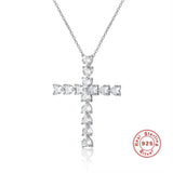 LaVixMia 316 Silver 5mm Heart Zricon Cross Pendant Necklace