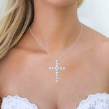LaVixMia 316 Silver 5mm Heart Zricon Cross Pendant Necklace