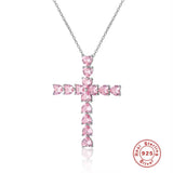 LaVixMia 316 Silver 5mm Heart Zricon Cross Pendant Necklace