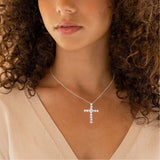 LaVixMia 316 Silver 5mm Heart Zricon Cross Pendant Necklace