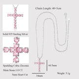 LaVixMia 316 Silver 5mm Heart Zricon Cross Pendant Necklace