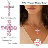 LaVixMia 316 Silver 5mm Heart Zricon Cross Pendant Necklace