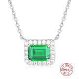 LaVixMia 316 Sterling Silver Emerald Cut Pendant Necklace CZ Zircon Jewelry