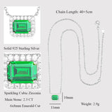 LaVixMia 316 Sterling Silver Emerald Cut Pendant Necklace CZ Zircon Jewelry