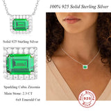 LaVixMia 316 Sterling Silver Emerald Cut Pendant Necklace CZ Zircon Jewelry