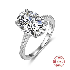 LaVixMia Zircon Ring 925 Sterling Silver 7.4CT 9x13mm Oval Cut CZ Wedding Rings