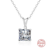 LaVixMia 316 Silver Princess Cut Pendant Necklace CZ Zircon Jewelry Gift