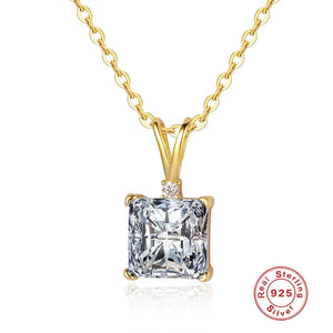 LaVixMia 316 Silver Princess Cut Pendant Necklace CZ Zircon Jewelry Gift