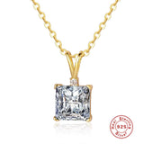 LaVixMia 316 Silver Princess Cut Pendant Necklace CZ Zircon Jewelry Gift