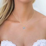 LaVixMia 316 Silver Princess Cut Pendant Necklace CZ Zircon Jewelry Gift