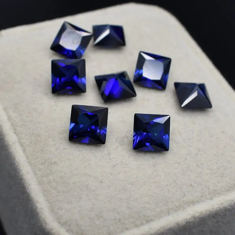 Lab Sapphire Synthetic Corundum Princess Cut Gemstone