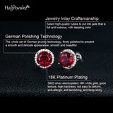 Lab Ruby Silver Stud Earrings For Women Piercing Jewelry