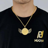 Angel Wings Engraved Stainless Steel Letter Pendant