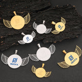 Angel Wings Engraved Stainless Steel Letter Pendant