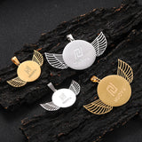 Angel Wings Engraved Stainless Steel Letter Pendant