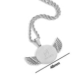 Angel Wings Engraved Stainless Steel Letter Pendant