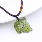 Laboratory Moldavite Necklace Meteorite Pendant Green Coloured Glaze Jewelry