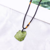 Laboratory Moldavite Necklace Meteorite Pendant Green Coloured Glaze Jewelry