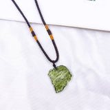 Laboratory Moldavite Necklace Meteorite Pendant Green Coloured Glaze Jewelry