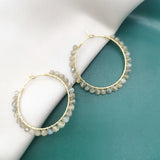 Labradorite Boho Earrings 14K Filled Hoops Moonstone Statement Jewelry
