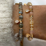 Labradorite Citrine Strawberry Quartz Hybrid Bracelet Pendant Bangle