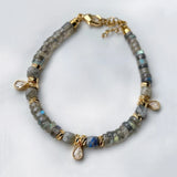 Labradorite Citrine Strawberry Quartz Hybrid Bracelet Pendant Bangle