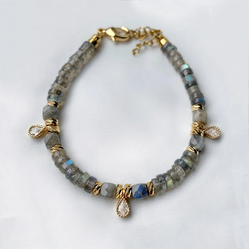 Labradorite Citrine Strawberry Quartz Hybrid Bracelet Pendant Bangle