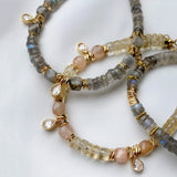 Labradorite Citrine Strawberry Quartz Hybrid Bracelet Pendant Bangle
