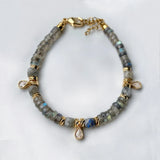 Labradorite Citrine Strawberry Quartz Hybrid Bracelet Pendant Bangle